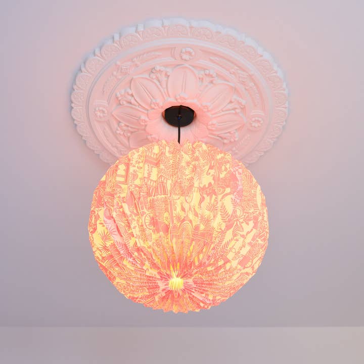 AARVEN - Wholesale Lampshade - Origami Paper Lightshade Globe 'Indian Toile'1