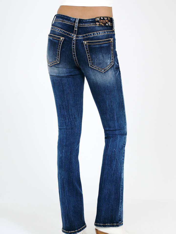 Basic 5 Pockets Mid-Rise Boot Cut 32" | EB-51925-32 for wholesale by Grace in LA