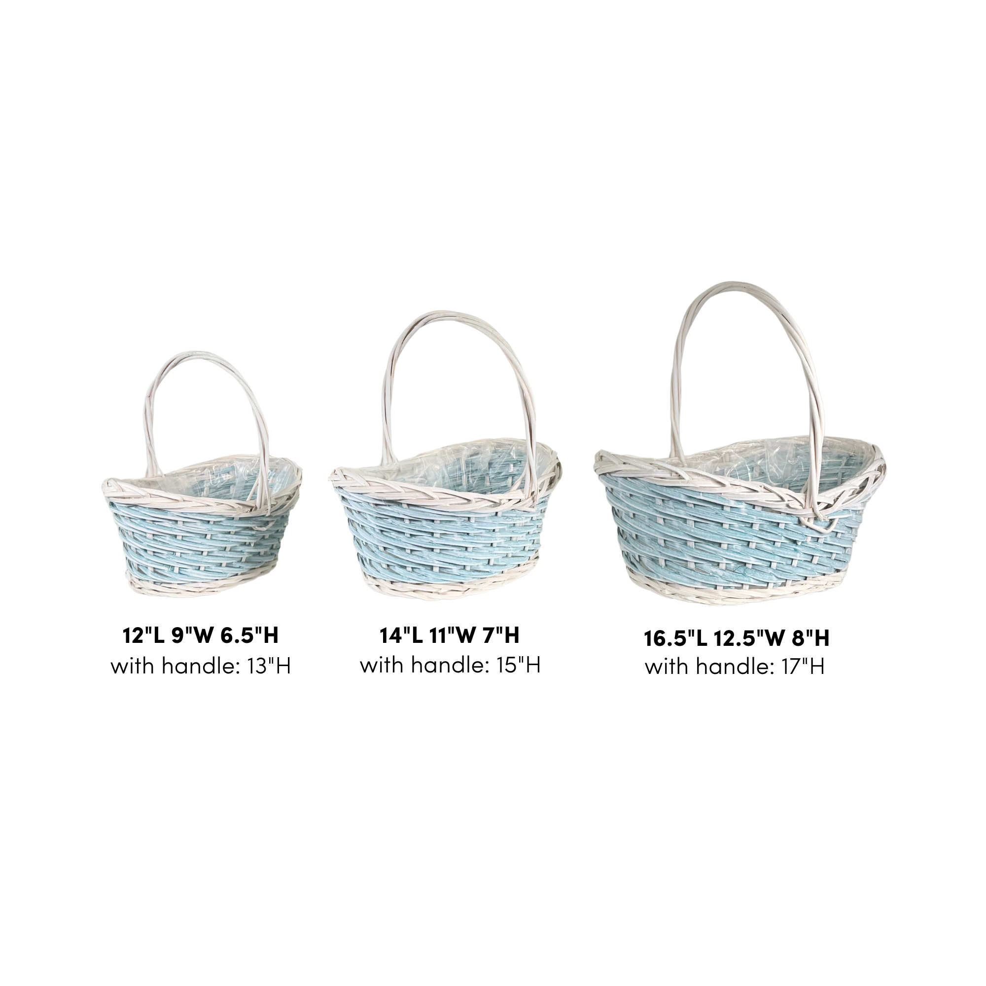 Jacobson - Wholesale Basket - 17"L Blue Woven Baskets - Whitewashed - Set of 32