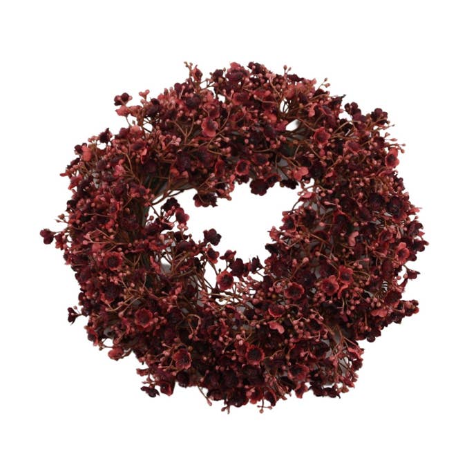 Floratexx - Wholesale Artificial Flowers - Gypsum Wreath 30 cm burgundy0