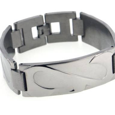 Wide Mens Rugged Stingray Titanium Metal Jewelry Link Bracelet, 7.5" for wholesale by Silver Insanity