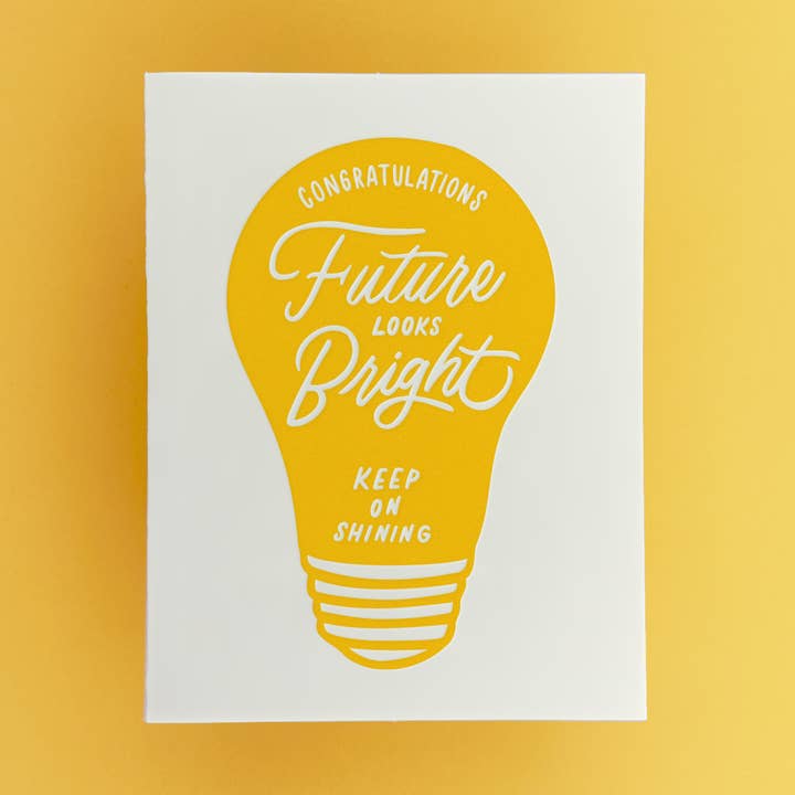 Congratulations Bright Future | Letterpress Graduation Card for wholesale by Friendly Fire Paper