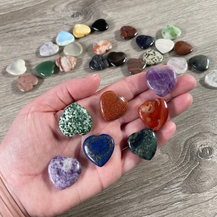 Gemstone Flat Heart Carvings 1-Inch – Bulk Crystal Hearts for wholesale by Keystone Crystals