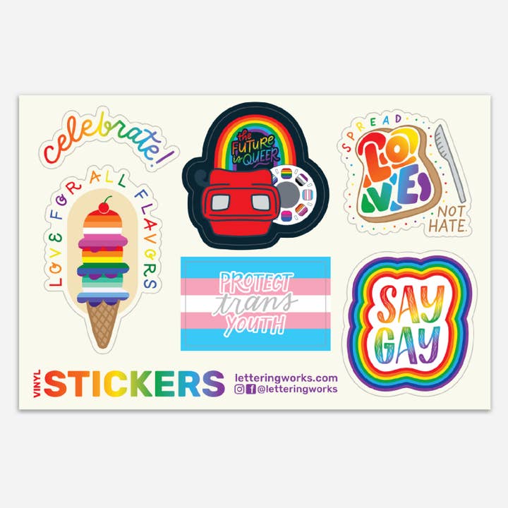 Lettering Works - Wholesale Sticker - LGBTQ+ Pride Sticker Sheet