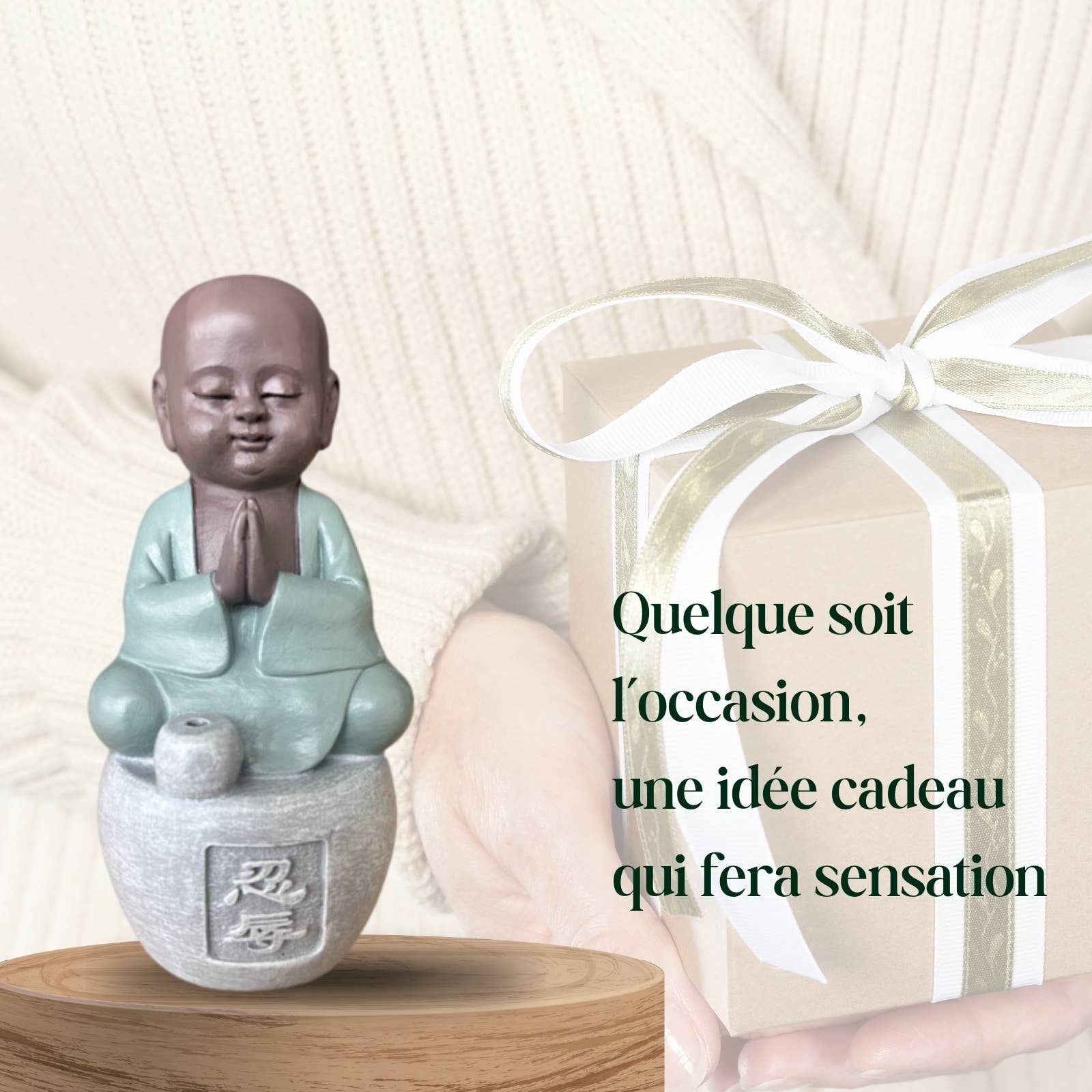 Zen'Arôme - Venta al por mayor Portainciensos - Figura de Buda con Portainciensos Tolerancia - Decoración Feng Shui1