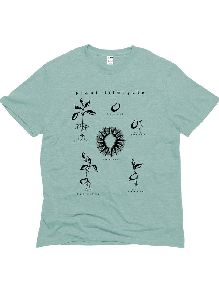 Plant Life Cycle Graphic Tee - Sage - 12pk for wholesale by GOEX Apparel