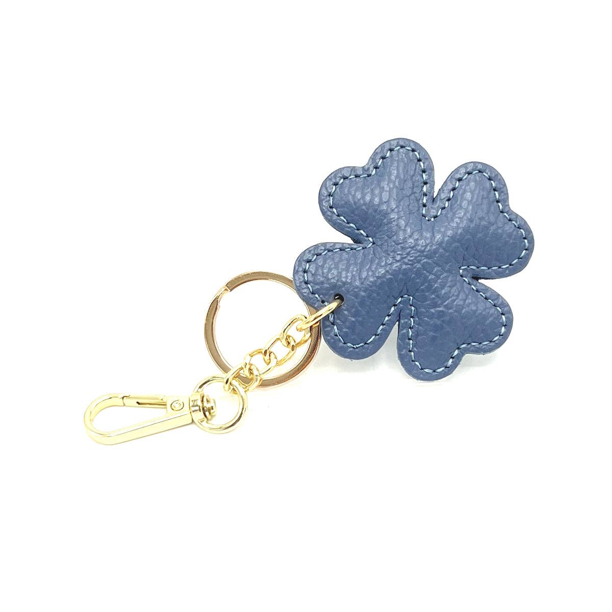 Suie Valentini srl - Vente Porte-clés – femme - Porte-clés en cuir véritable avec feuille porte-bonheur, art. PO043