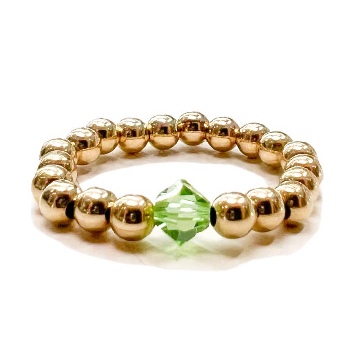 August Birthstone Beaded Stretch Ring for wholesale by Kinj Collective