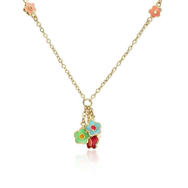 Butterfly And Flower Cluster Chain Necklace for wholesale by Little Miss Twin Stars