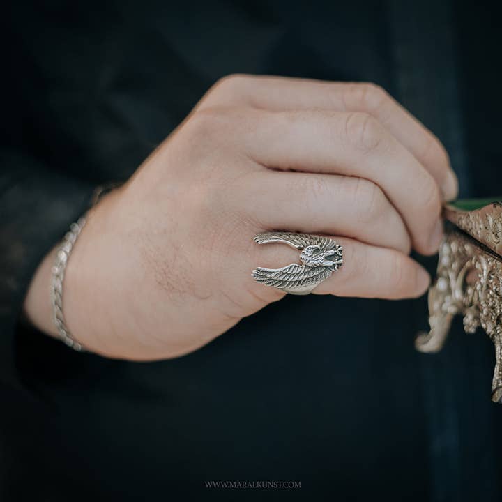 Bague aigle en argent 925 de qualité supérieure pour la vente par Maral Kunst