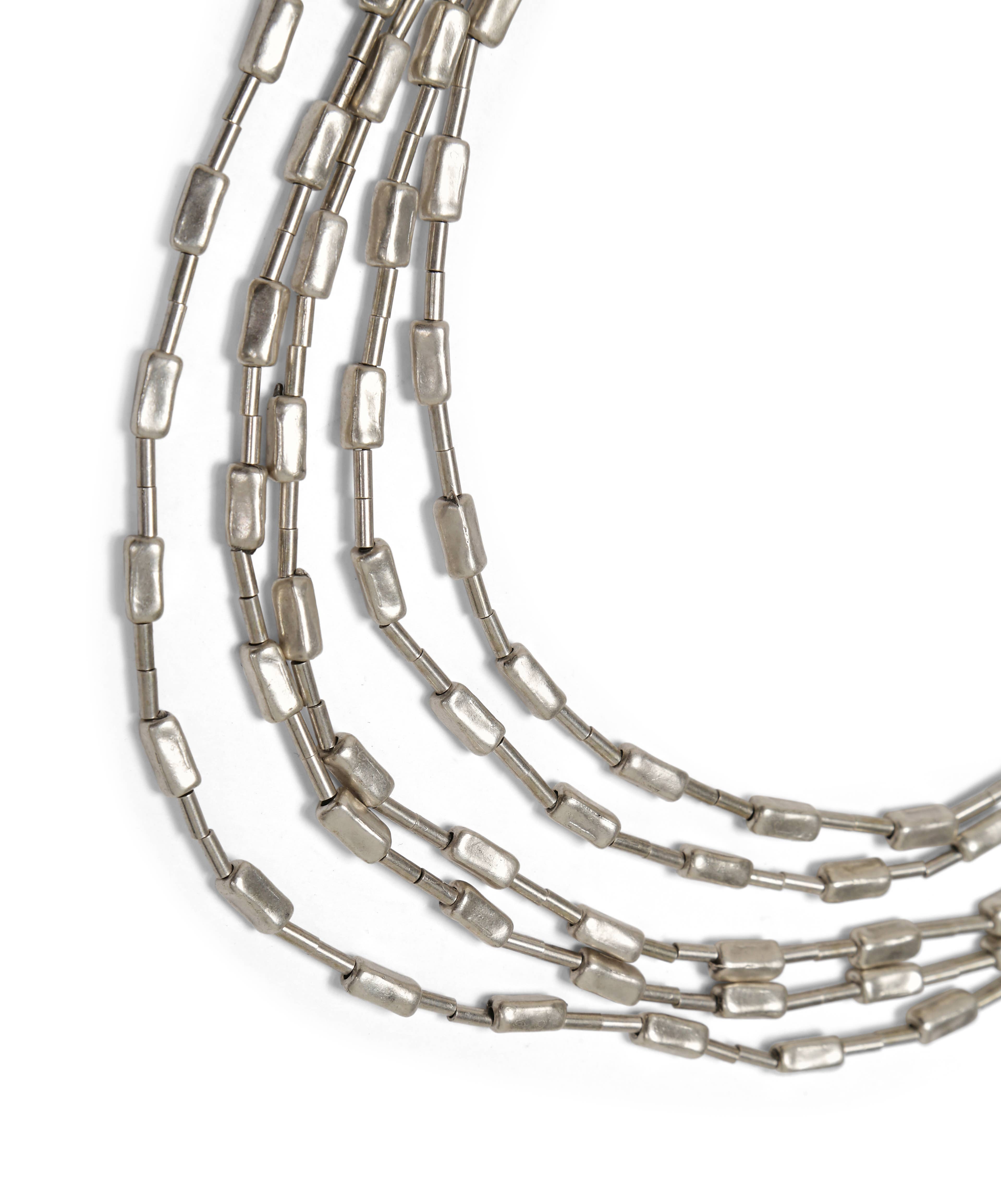Chanour - Wholesale Link & Chain Necklace - Handmade Multi Chain Pewter Necklace - SLVR10551