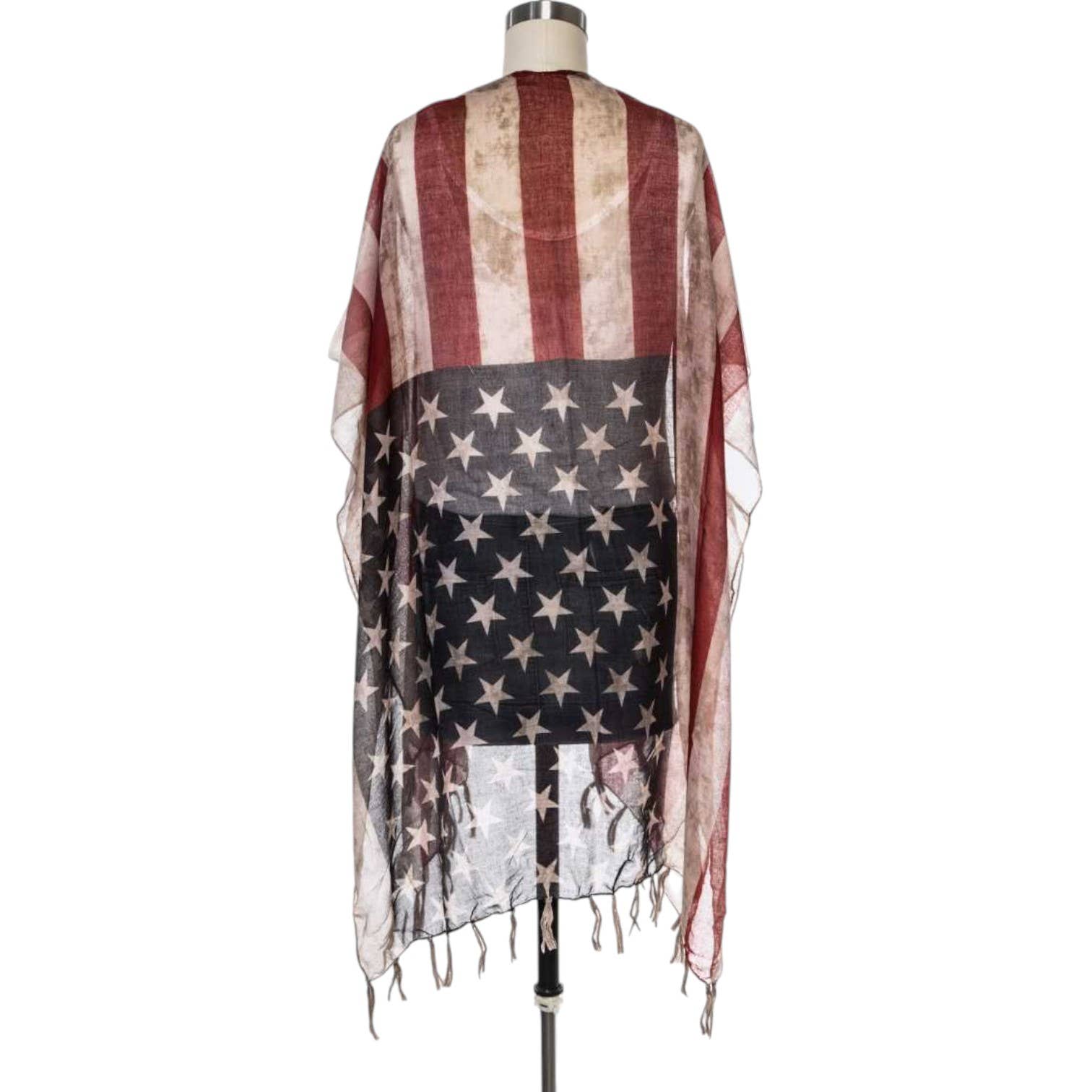 U S A American Flag Printed Tassel Kimono for wholesale on Faire2