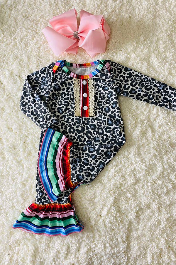 luluclothes - Wholesale Jumpsuit - Baby - DLH1017-1  Blue leopard long sleeve baby rompers with serape1