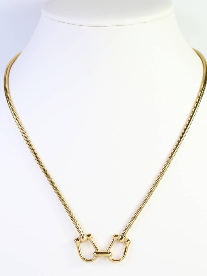 Ludlow Horsebit Necklace Gold for wholesale by Caroline Hill