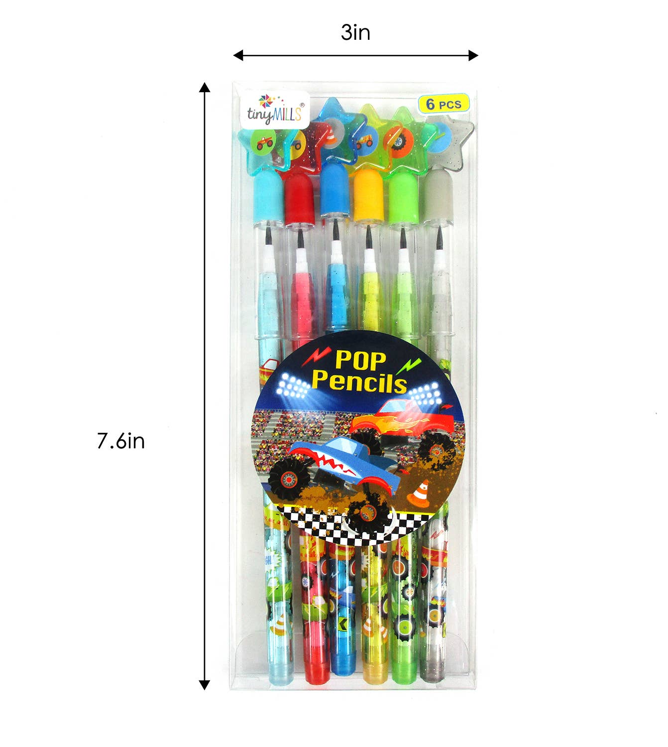 Tiny Mills - Wholesale Potlood - 6 stuks Monster Truck Multi-Point Potloden1