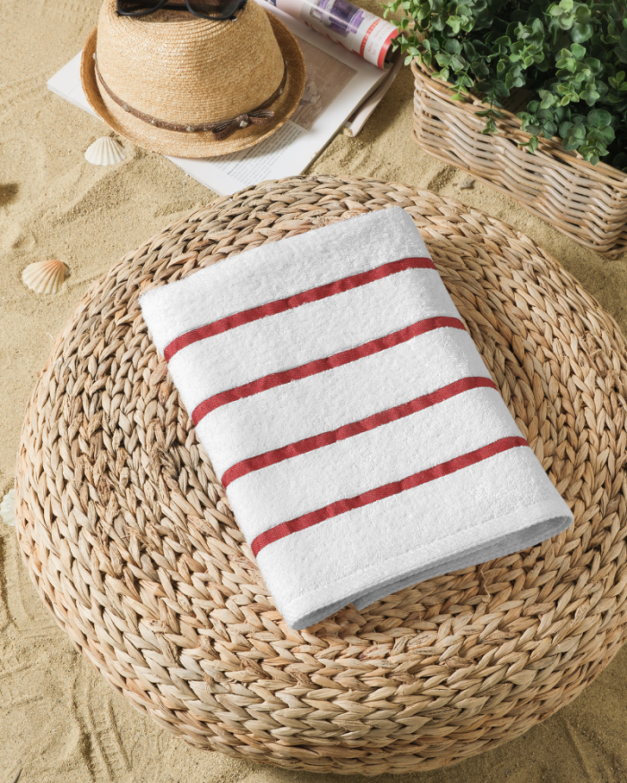 Globaltex Fine Linens - Wholesale Beach Towel - Red Stripe Pool and Beach Towel (Single)1