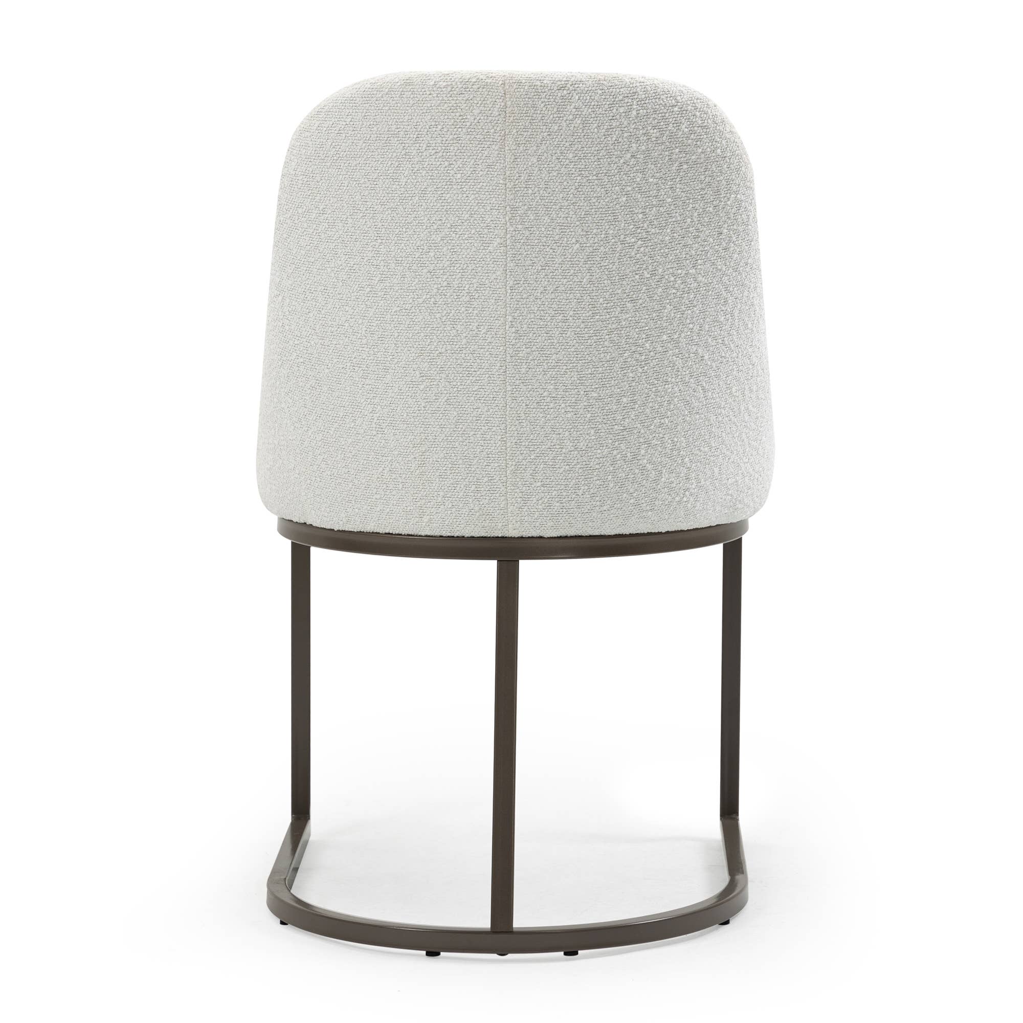 Glamour Home - Vente Chaises - Ensemble de 2 chaises de salle à manger Ayane en tissu bouclé avec pieds en fer8