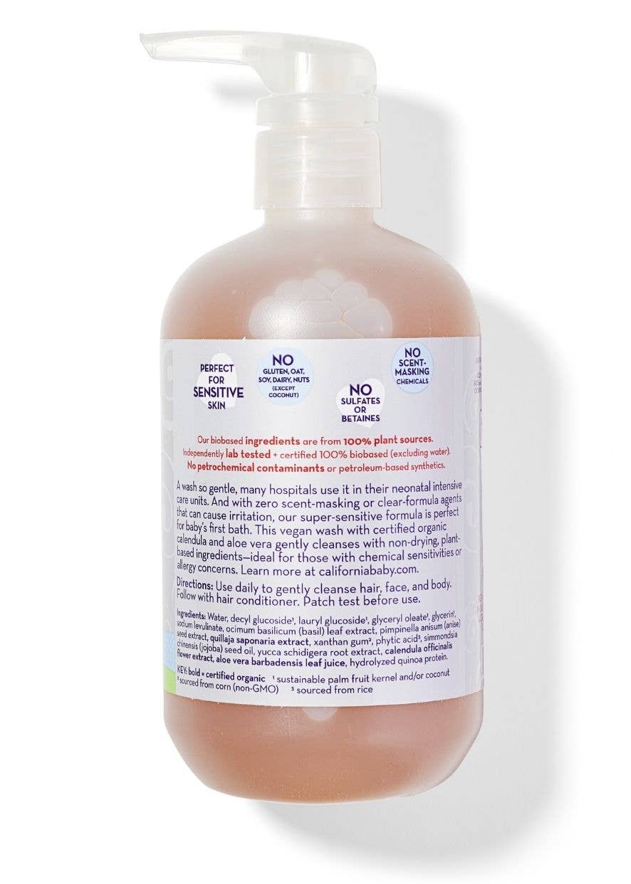 California Baby - Vente Gel douche et shampoing 2 en 1 – bébé - Shampooing et nettoyant pour le corps Super Sensitive™ (sans parfum)2