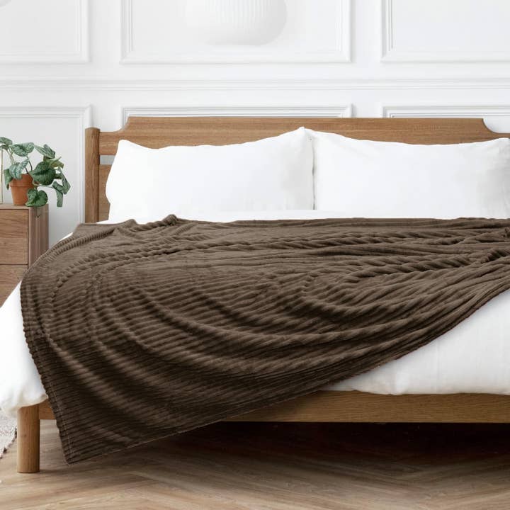 home mart goods - Wholesale Throw Blanket - 50"x60" Brown Textured Soft Warm Cozy Bed Throw Blanket1