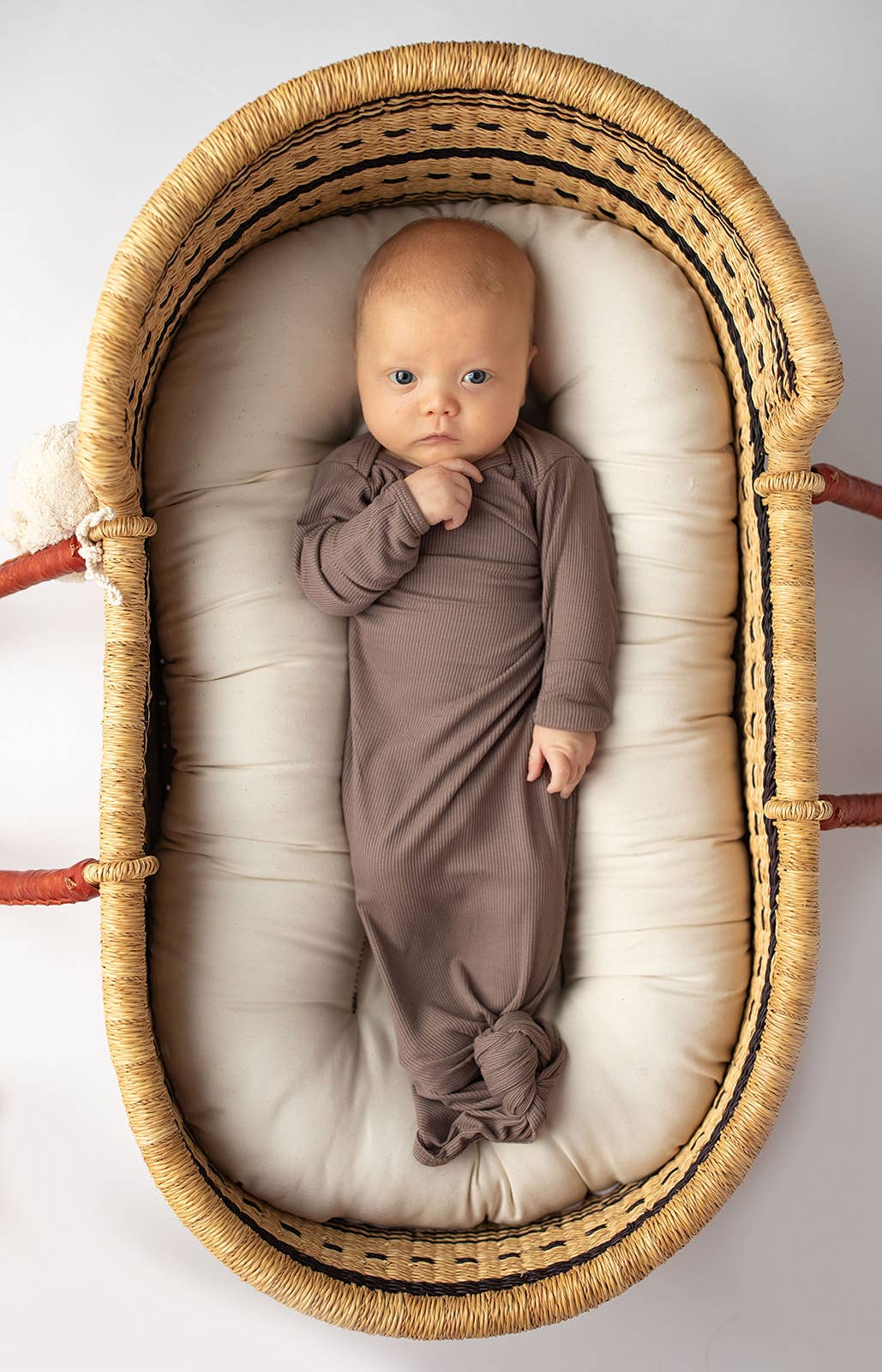 Three Little Tots - Wholesale Babygown - Baby - Cocoa Brown Ribbed Knotted Newborn Baby Gown sleepwear22