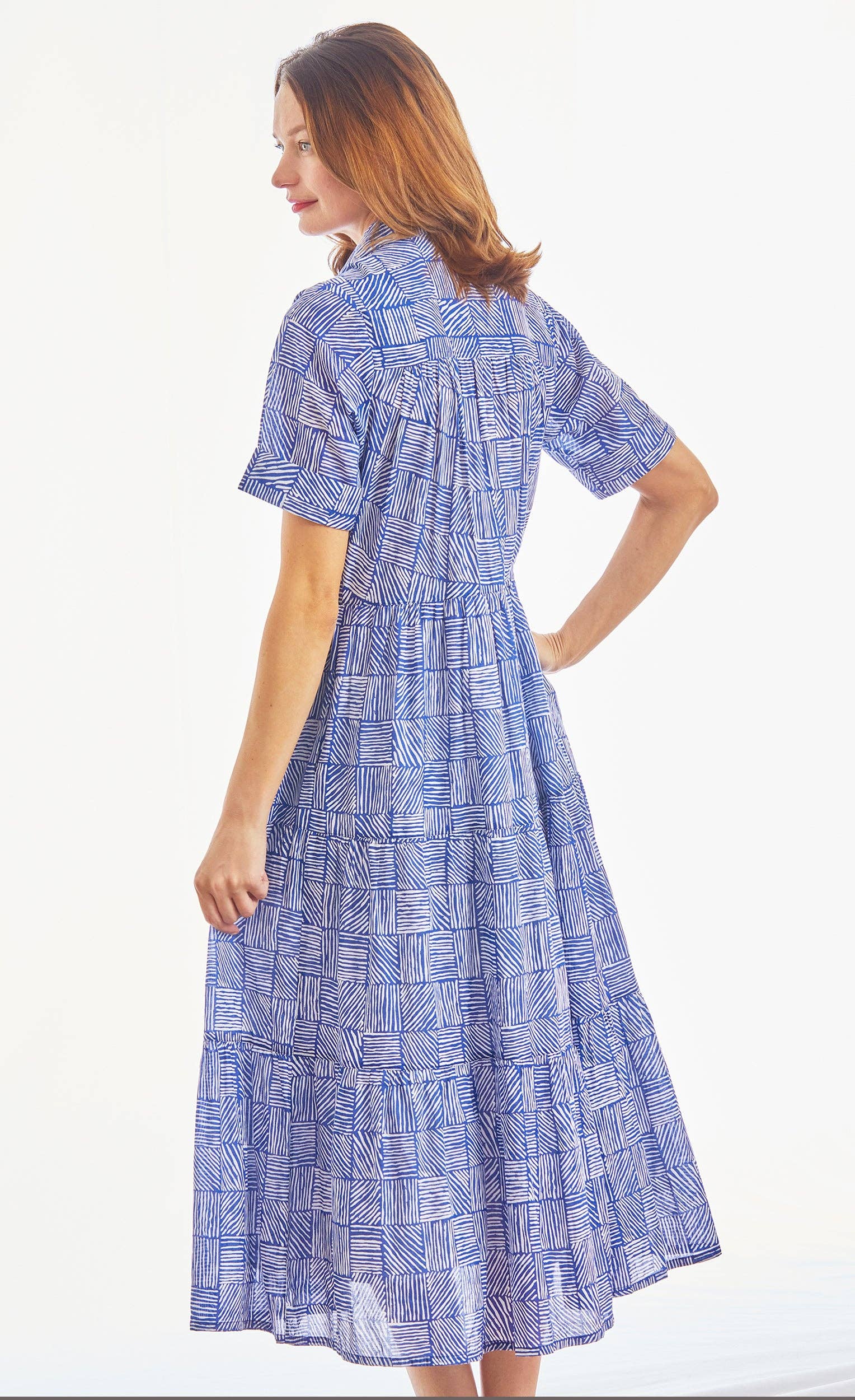 Dizzy-Lizzie - Wholesale Dress - Women's - Palm Desert Long Dress With Short Sleeves And Flounces, Cott3