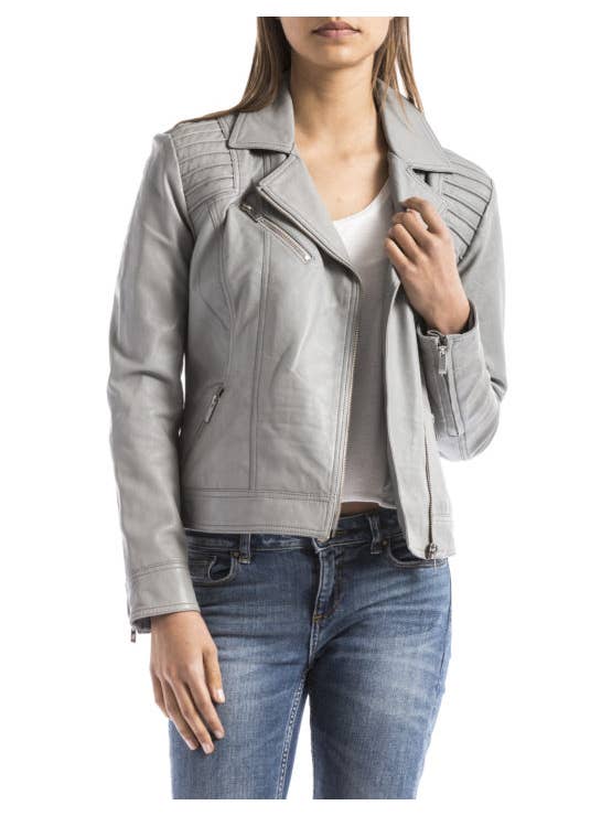 Blue Wellford - Wholesale Leather Jacket - Women's - ANDELLE perfecto sheepskin jacket for women