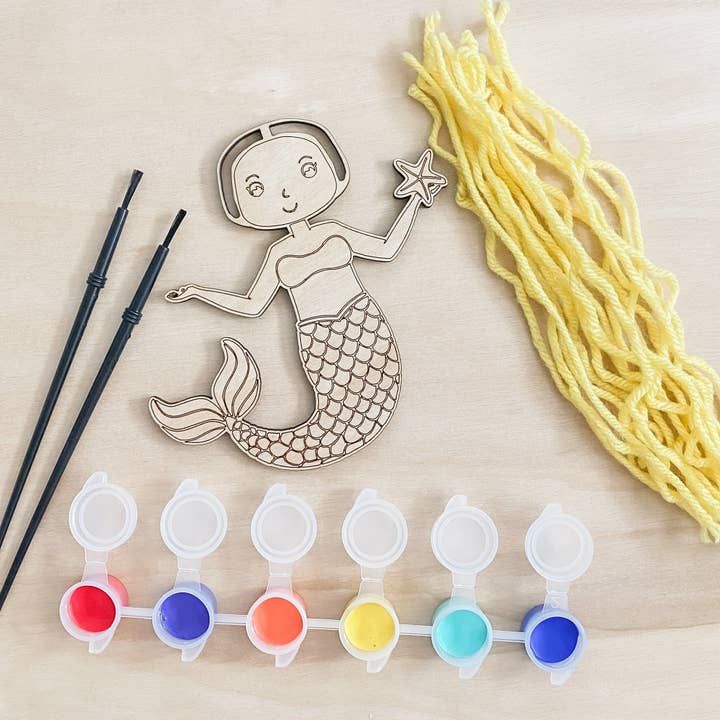 Mermaid DIY Kit with Yarn and Paint - multiple options for wholesale by Coral and Cove Co.