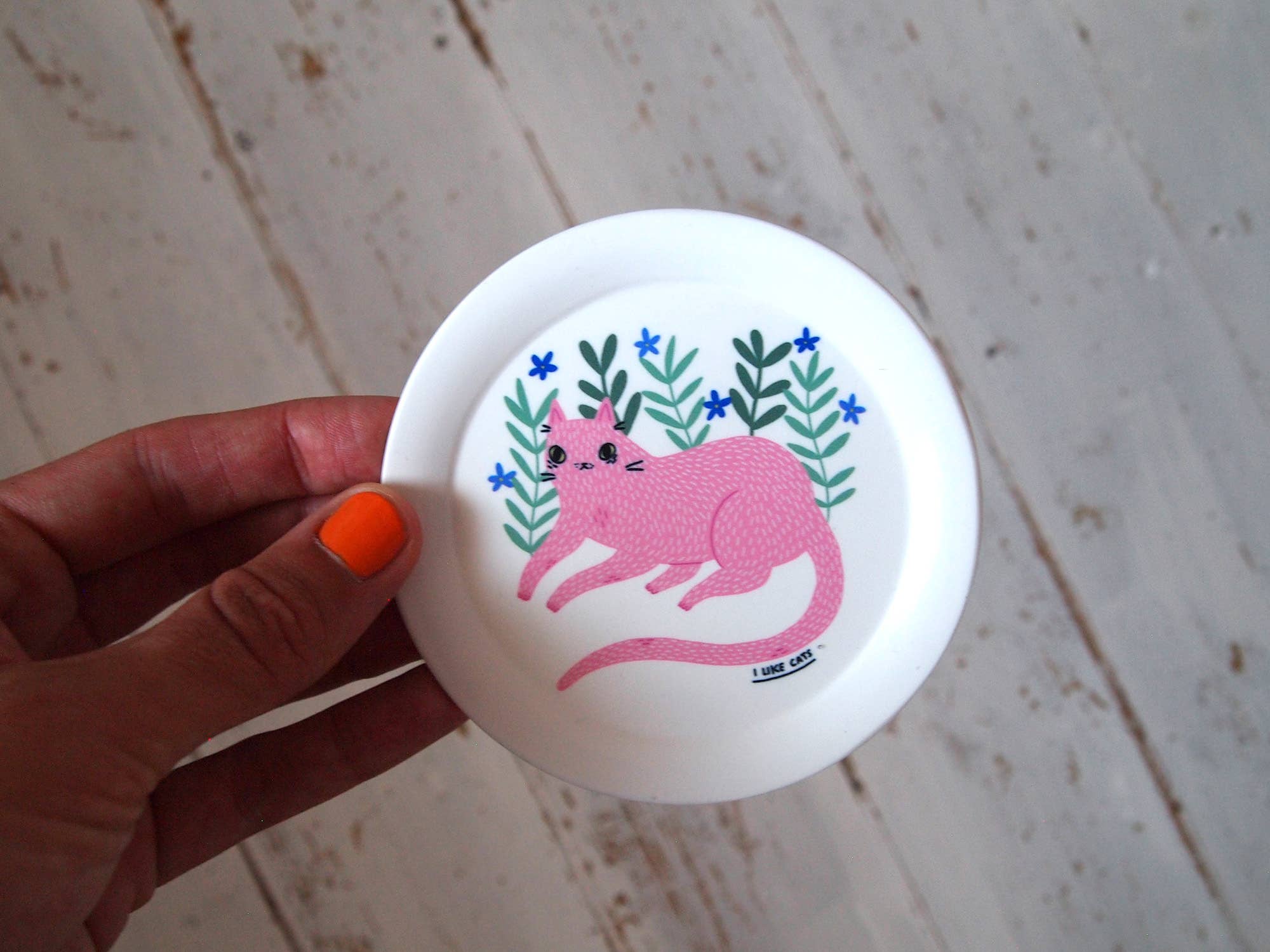 I LIKE CATS - Wholesale Jewelry Dish - Pink cat illustrated trinket dish, ring dish, coaster tray7