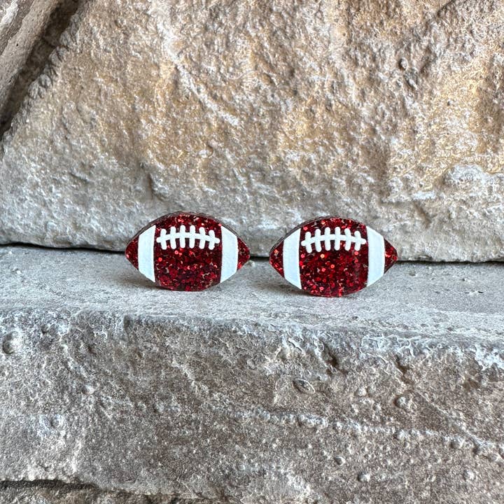 Laser & Color Designs LLC - Wholesale Stud/Post Earrings - Football Glitter Acrylic Studs, Football Earrings9