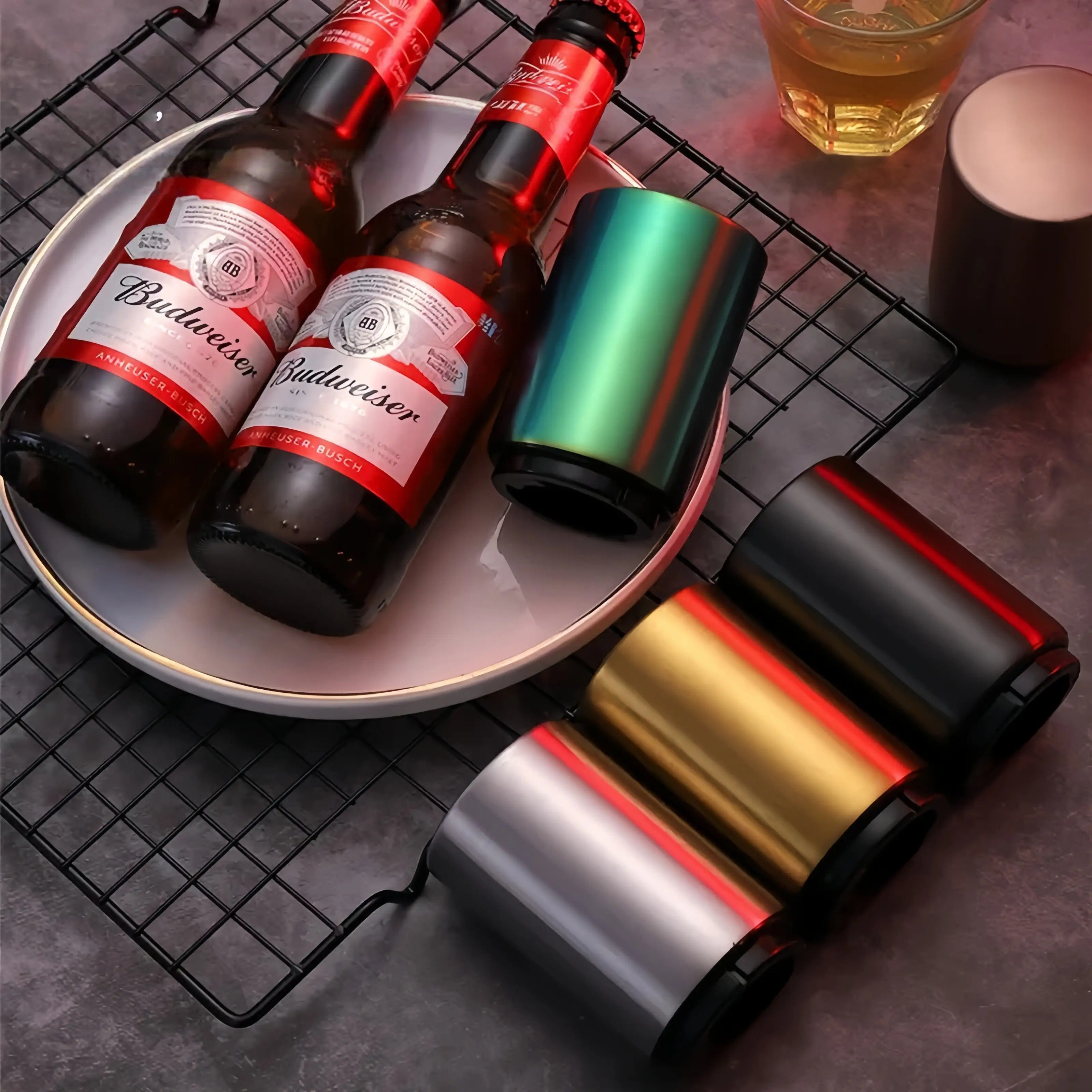 Otterware – wholesale Flask-/vinöppnare – Automatisk tryck-ner kapsylöppnare (rostfritt stål)13