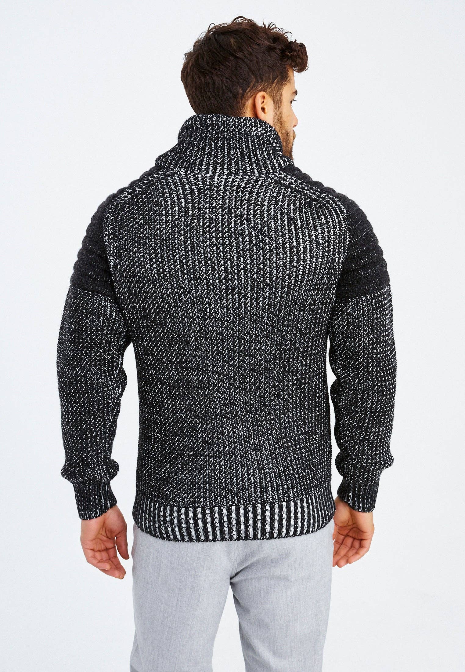 Leif Nelson GmbH - Wholesale Knit Sweater - Men's - Men's Knit Sweater Chunky Knit Shawl Collar LN-523515