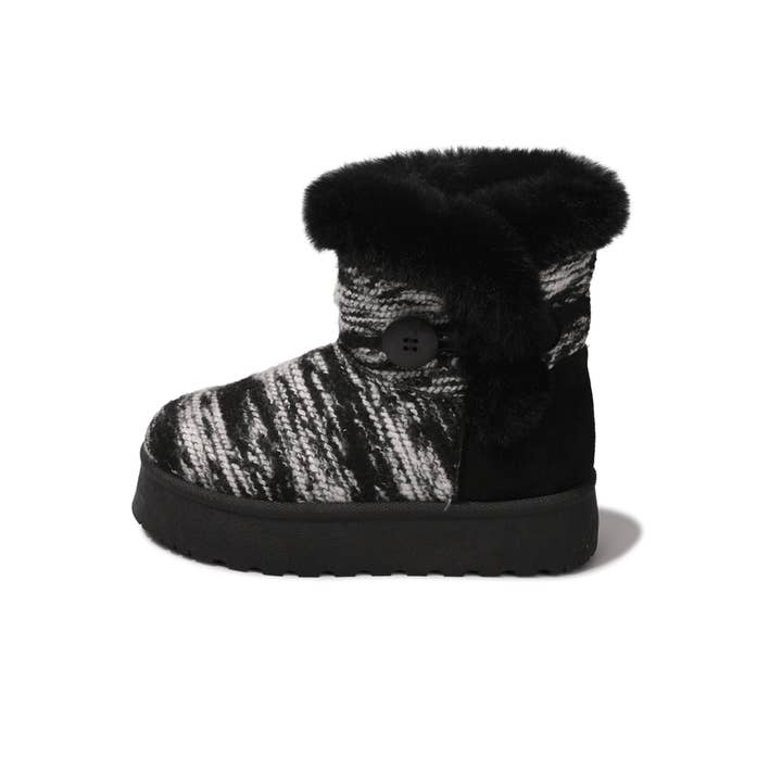 Bottes de neige à enfiler tissées doublées de polaire pour femmes FunkyMonkey | Bottes d'hiver chaudes à semelle épaisse antidérapantes | Style vintage essentiel pour l'hiver pour la vente par funkymonkey