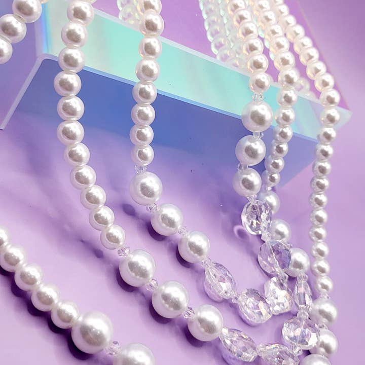 Arya Jewellery Wholesale – wholesale Jewellery set – Crystal Pearl Multi Layer Necklace & Earrings