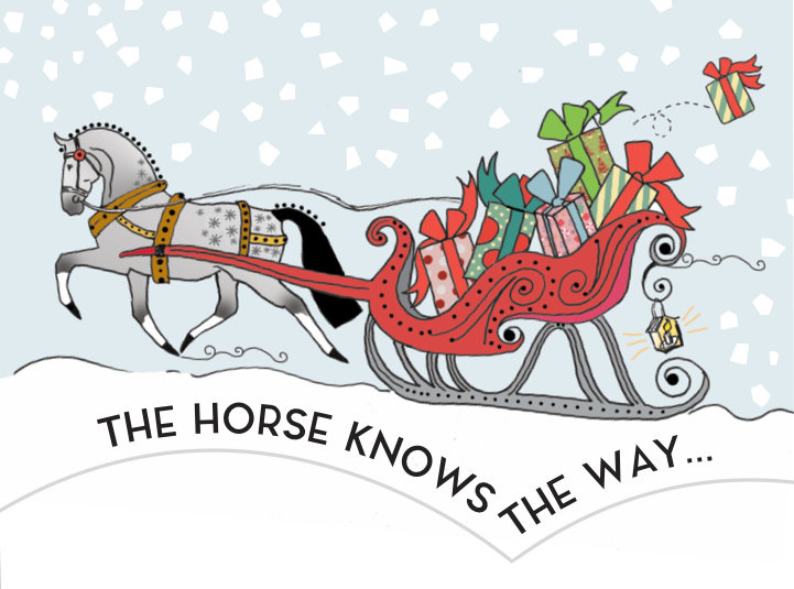 Horse Hollow Press / Pretty Funny Snarky Cards/Stickers - Wholesale Christmas Card - Horse Boxed Christmas Cards / Sleigh & Package / 8 Holiday 
7