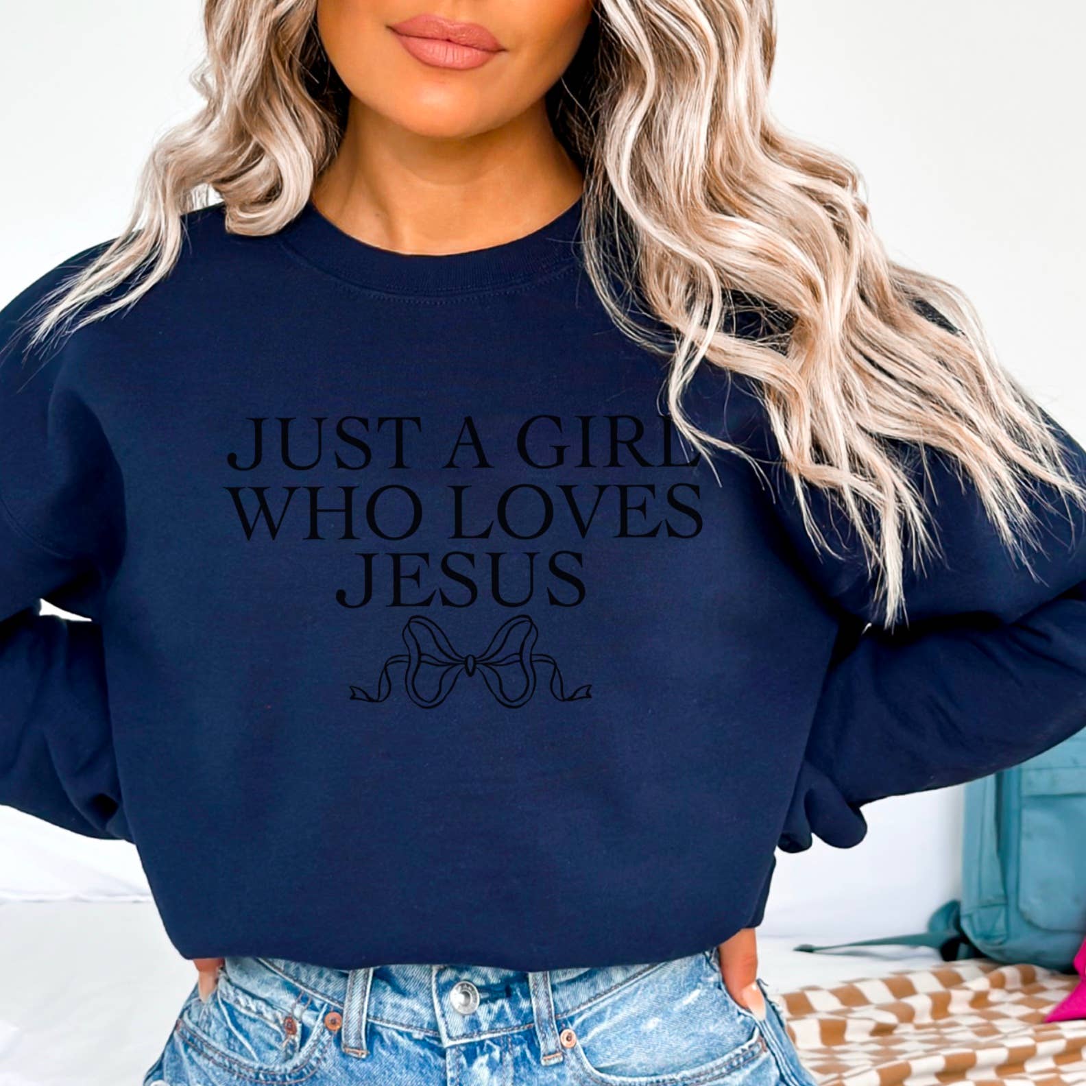 Shoppe SHC - Vente Sweat-shirt à imprimés – femme - Coquette Juste Une Fille Qui Aime Jésus | Sweat-shirt Chrétien10