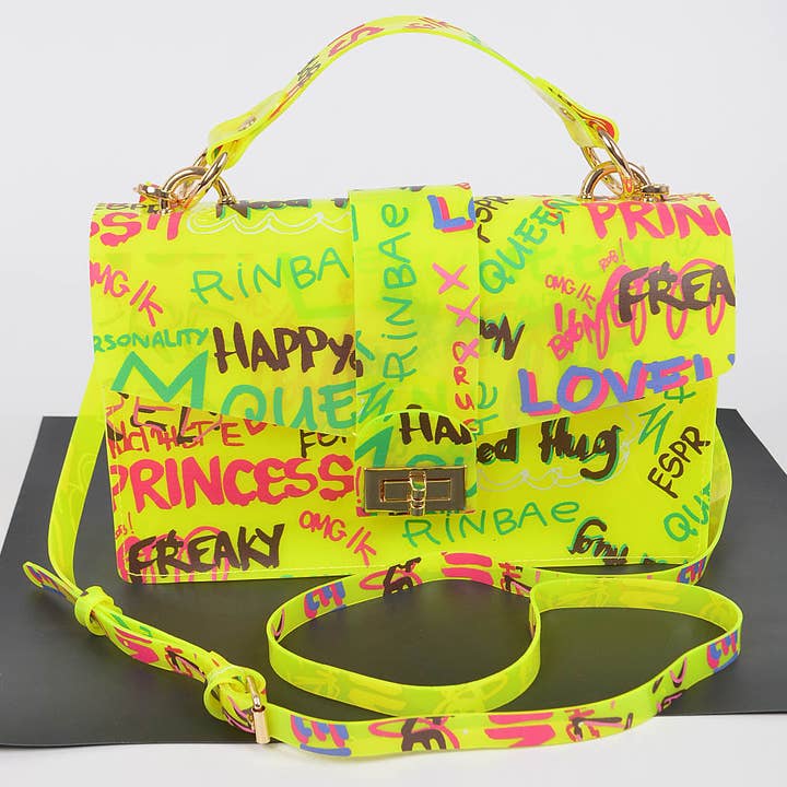 3AM BY H&D ACCESSORIES - Wholesale Top Handle Bag - Women's - Graffiti PVC Top Handle Bag for Women