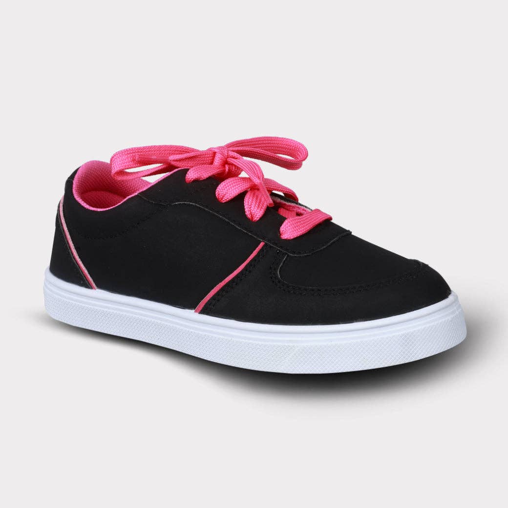 Black Mika Youth Girls Lace-Up Shoe for wholesale on Faire3
