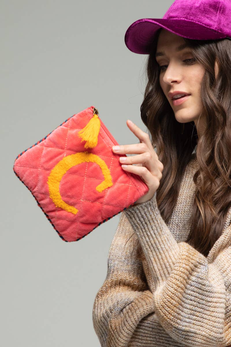 Urbanista - Wholesale Clutch Bag - Women's - Hand Embroidered Initial Velveteen Pouch11