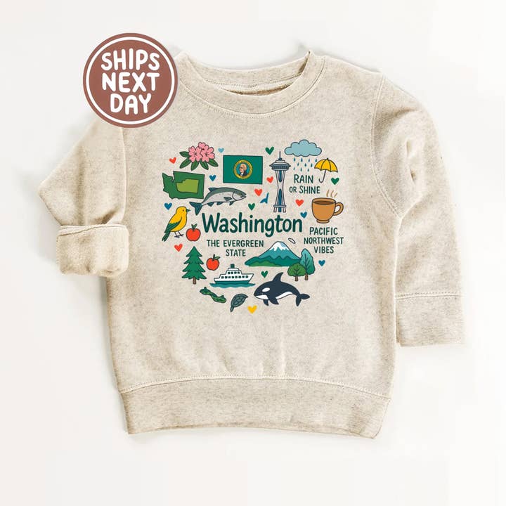 Washington kindersweatshirt – Iconen van de Evergreen State voor wholesale door EnjoyMyDesign