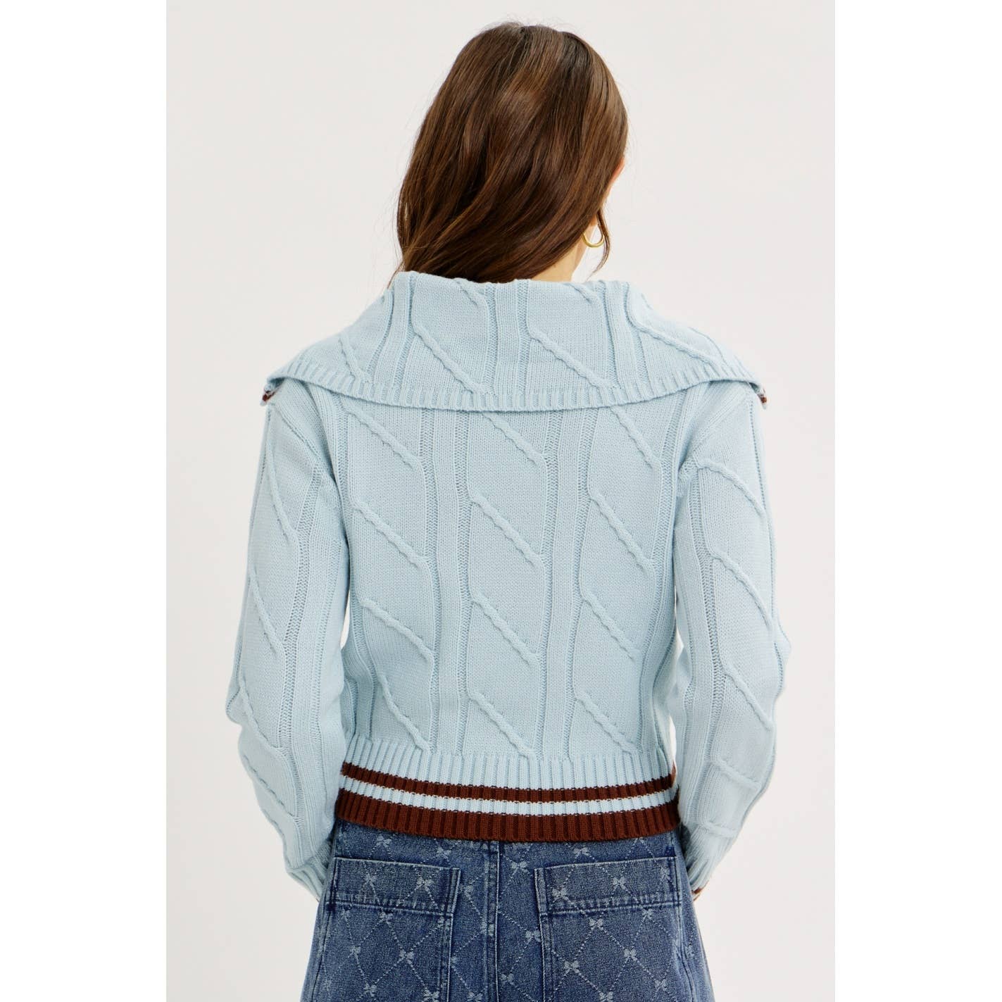 idem ditto - Wholesale Knit Sweater - Women's - PREPPY NOSTALGIA STRIPED COLLAR CABLE KNIT SWEATER8