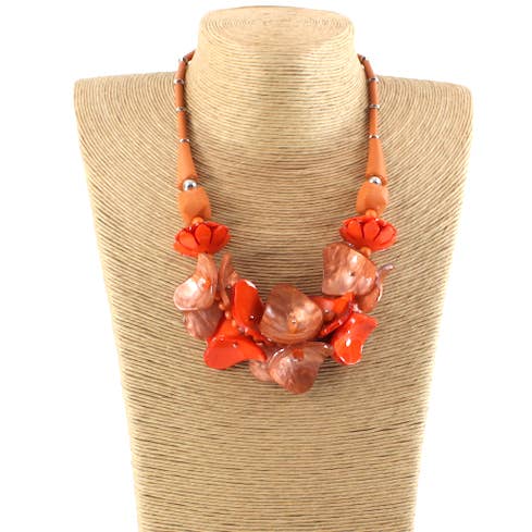 Pretty Persuasions - Wholesale Beaded/pearl necklace - N24276 Exotic Bloom Polyresin Statement Necklace8