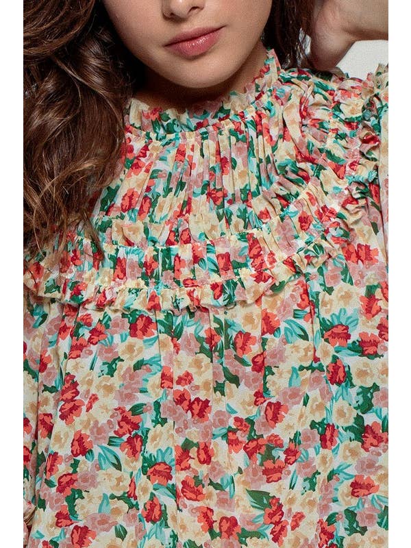 KORAAL/GROEN Aurora of Ruffle blouse met korte mouwen voor groothandel op Faire5