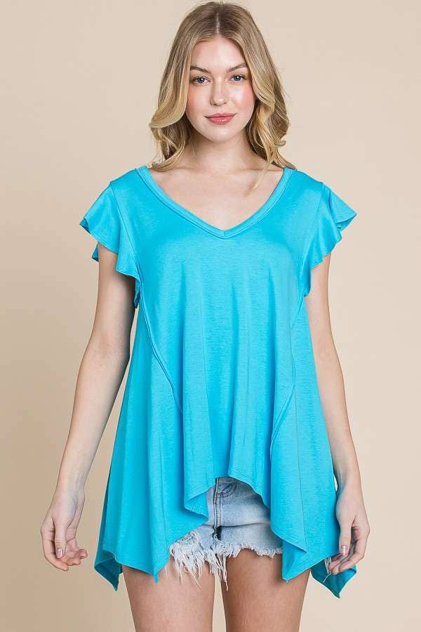 Culture Code - Wholesale Tunic - Women's - CJT1516 - PLUNGE V-NECK UNEVEN HEM TOP12