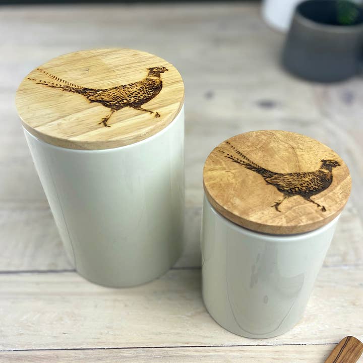 Pheasant Oak & Ceramic Small Storage Jar por atacado de Selbrae House Ltd