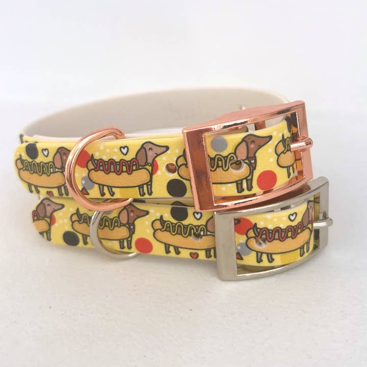 Hot Dog Dachshunds Handmade Dog Collar for wholesale by Puppies & Pom Poms