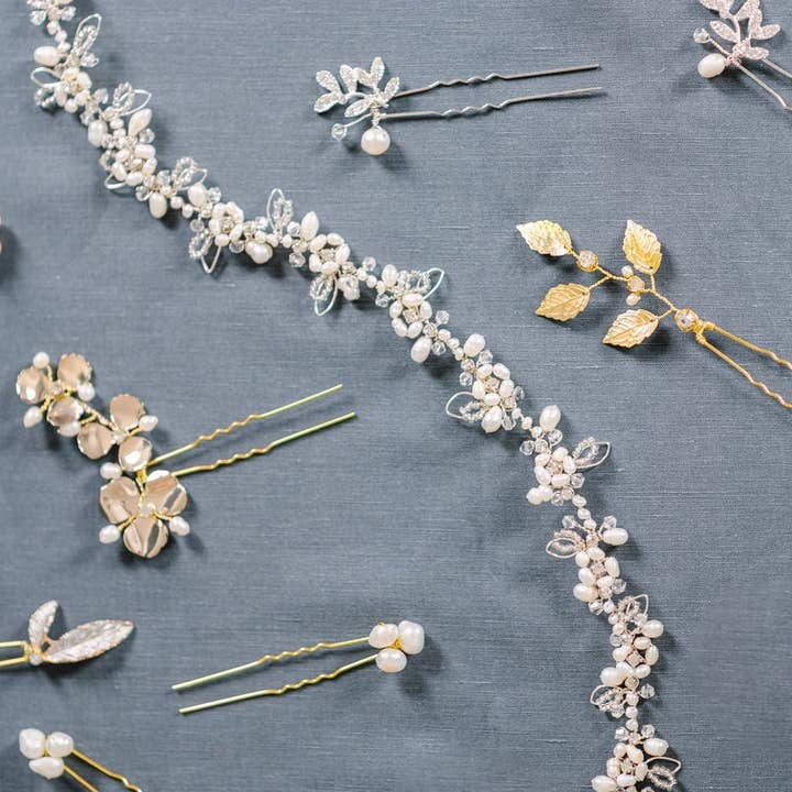 Miss Foxine Couture - Wholesale Hair Accessories Set - Women's - Nevah Floral Freshwater Pearl and Crystal Hairvine3