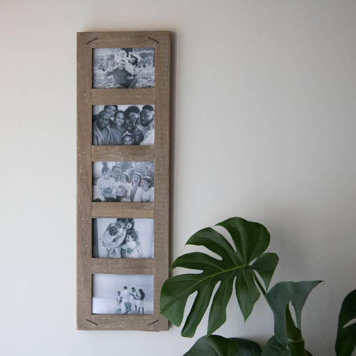 Foreside Home & Garden - Wholesale Picture Frame - Distressed Picture Frame Nail Accents Holds 5 4x6 Photos