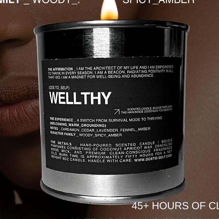 BOUGIE « WELLTHY » pour la vente par ODE TO SELF