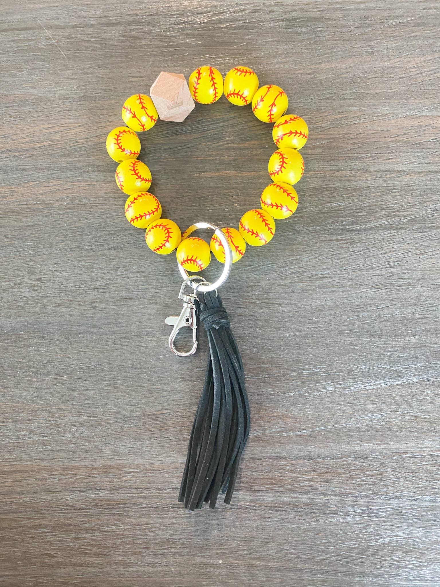 JILLIAN INK LLC - Wholesale Keychain Bracelet - Sports Keychain with Wooden Beads 1