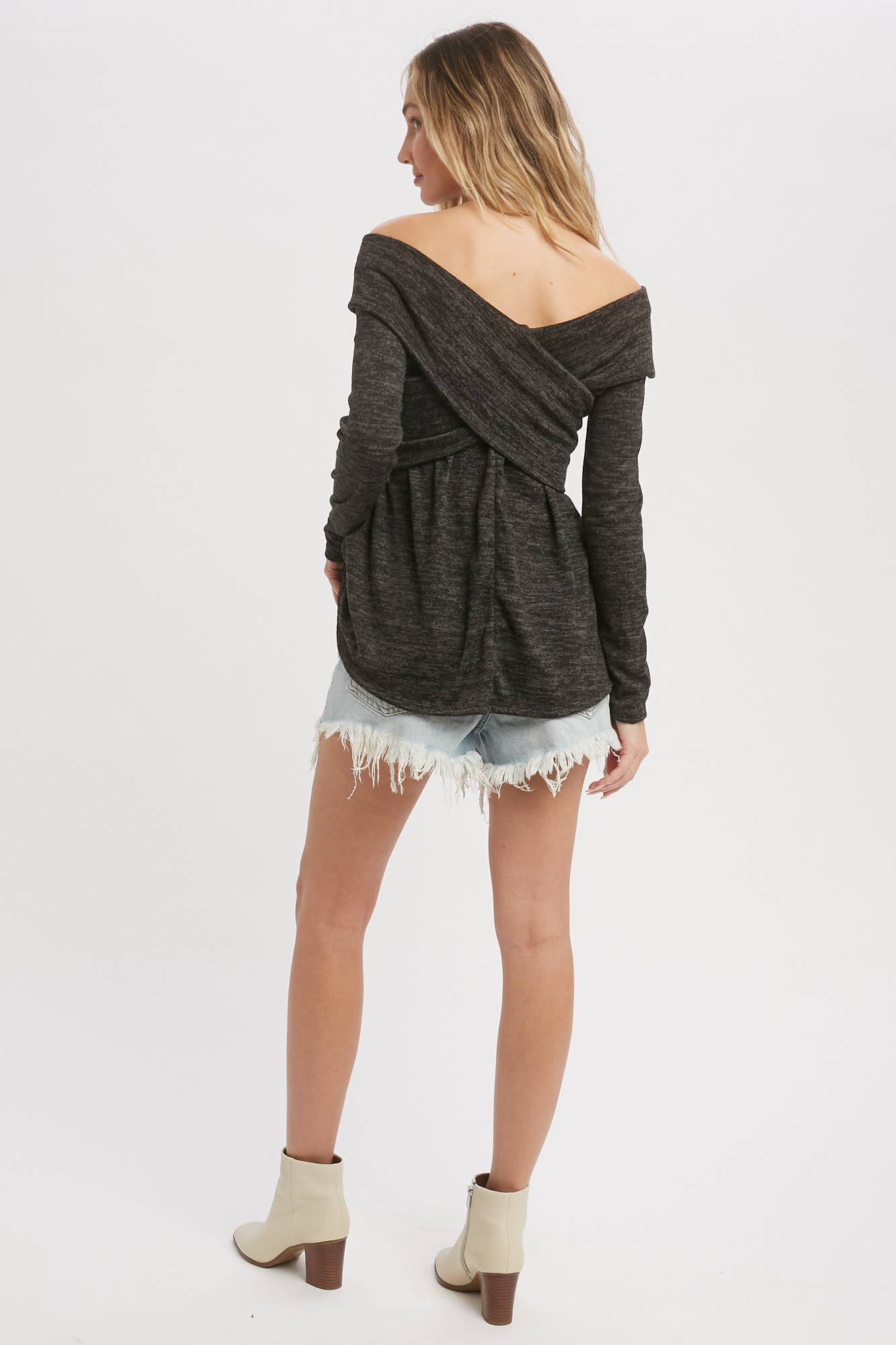 Bluivy - Wholesale Knit Top - Women's - MARLED KNIT CROSSOVER OFF SHOULDER TOP10